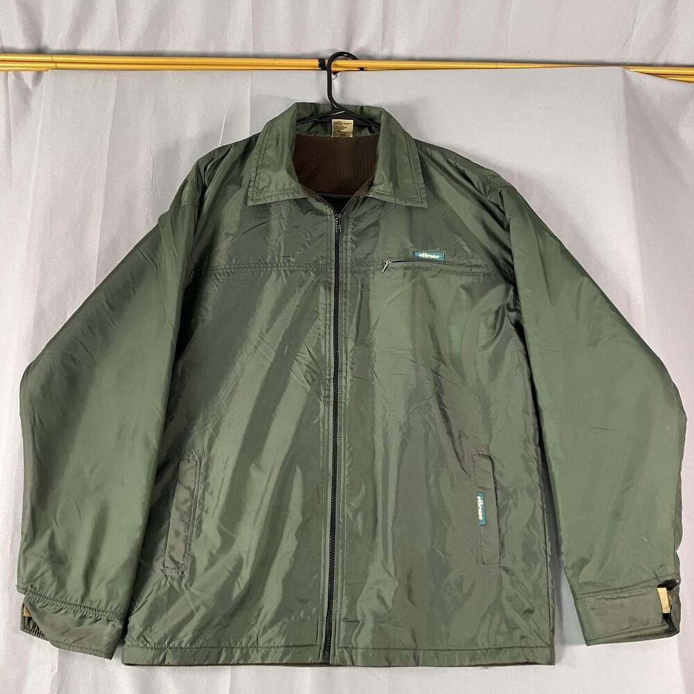 Ellesse Jacket Mens Medium Green‎ Lined Windbreaker Zip Chest Pocket Cuffs